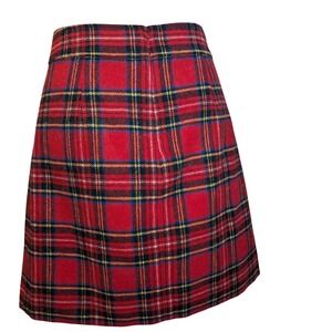 J Crew Red Plaid A Line Mini Skirt Women Wool Blend‎ Holiday Collegiate Preppy 2